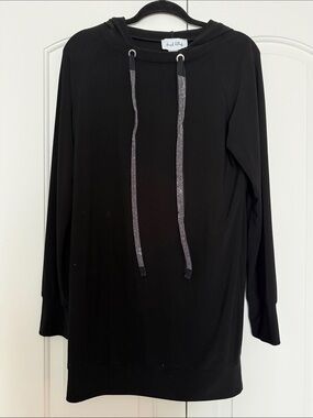 Joseph Ribkof Black Rhinestone Drawstring Hoodie